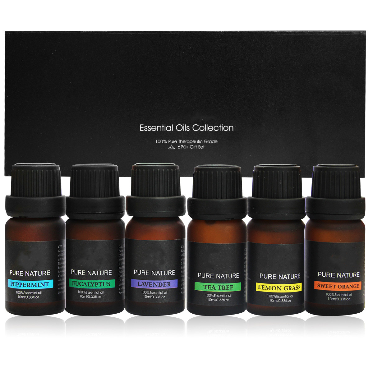 6pcs set aromatherapy oils private label 100% pure natural lavener oil peppermint oil tea tree oil massage oil
